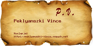Peklyanszki Vince névjegykártya